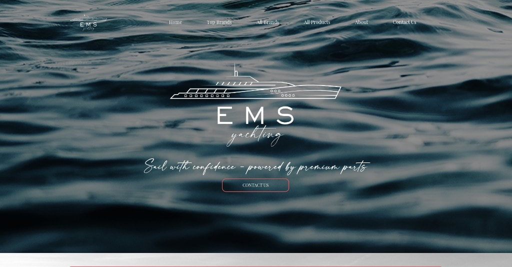Startseite von ems-yacht.com mit maritimem Hero-Motiv