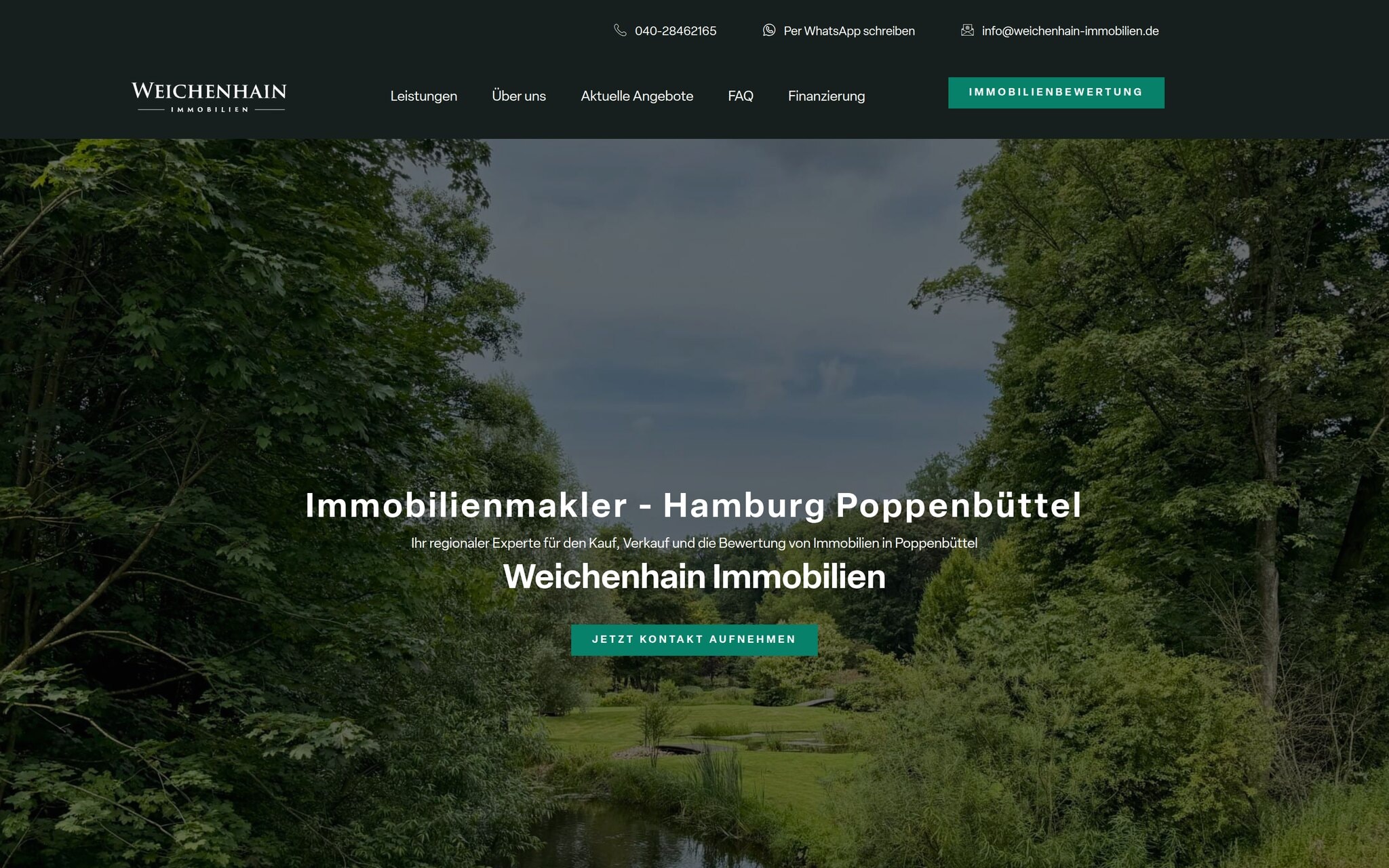 Stadtteilseite von Weichenhain Immobilien für Hamburg-Poppenbüttel mit Ortsbezug in Überschrift und Einleitung